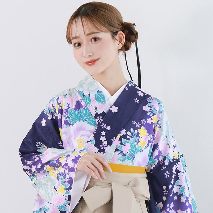 袴4点セット 華やかAD) 袴セット 卒業式 卒服 着物 二尺袖着物 振袖
