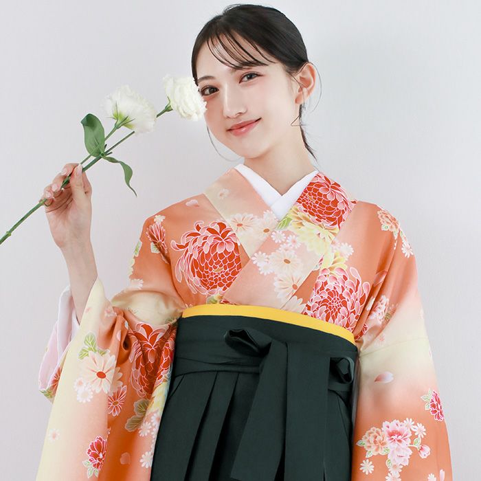 袴4点セット 華やかAD) 袴セット 卒業式 卒服 着物 二尺袖着物 振袖