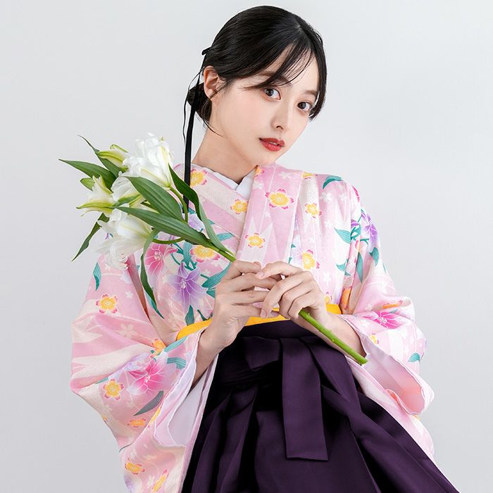 袴4点セット 華やかAD) 袴セット 卒業式 卒服 着物 二尺袖着物 振袖