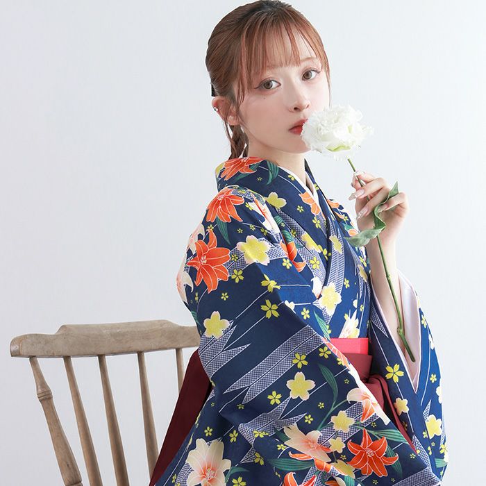 袴4点セット 華やかAD) 袴セット 卒業式 卒服 着物 二尺袖着物 振袖