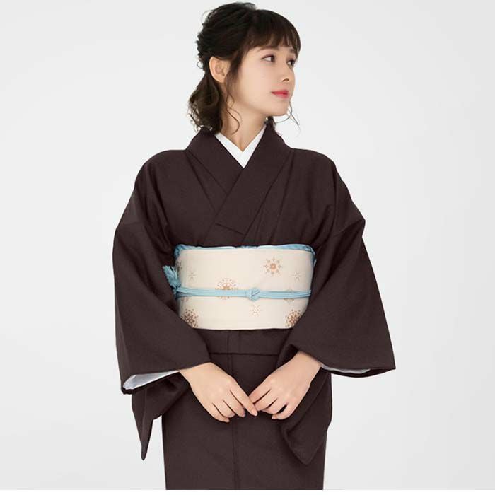 新品 洗える着物 レース トールサイズ KIMONOMACHI 洗える着物 セット 大きいサイズ「袷着物＋半幅帯の2点
