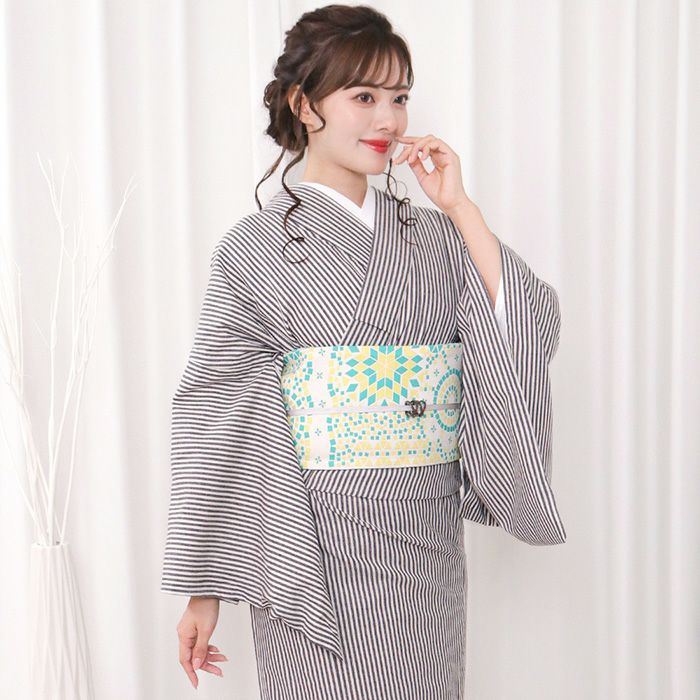 女単衣 綿混) 洗える着物 夏用 単衣 カジュアル 女性 レディース S/M/L