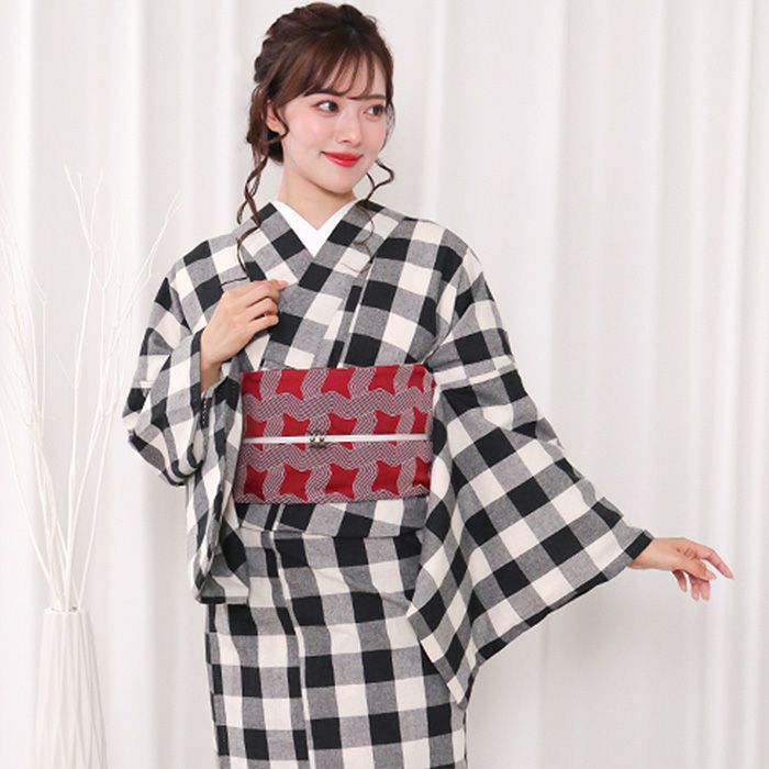 女単衣 綿混) 洗える着物 夏用 単衣 カジュアル 女性 レディース S/M/L