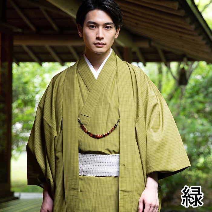 袷羽織着物 メンズ 2点セット 縞柄 (11colors S M L LL 3L 4L 5L