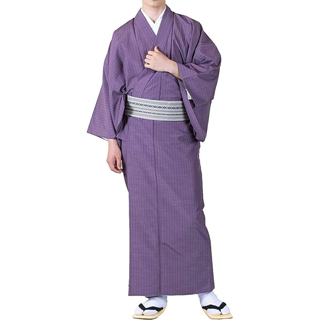 男単衣 縞) 洗える着物 単衣 メンズ 男性 大きいサイズ 紬 S/M/L/LL/3L