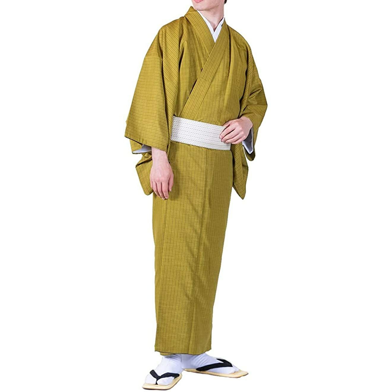 男単衣 縞) 洗える着物 単衣 メンズ 男性 大きいサイズ 紬 S/M/L/LL/3L