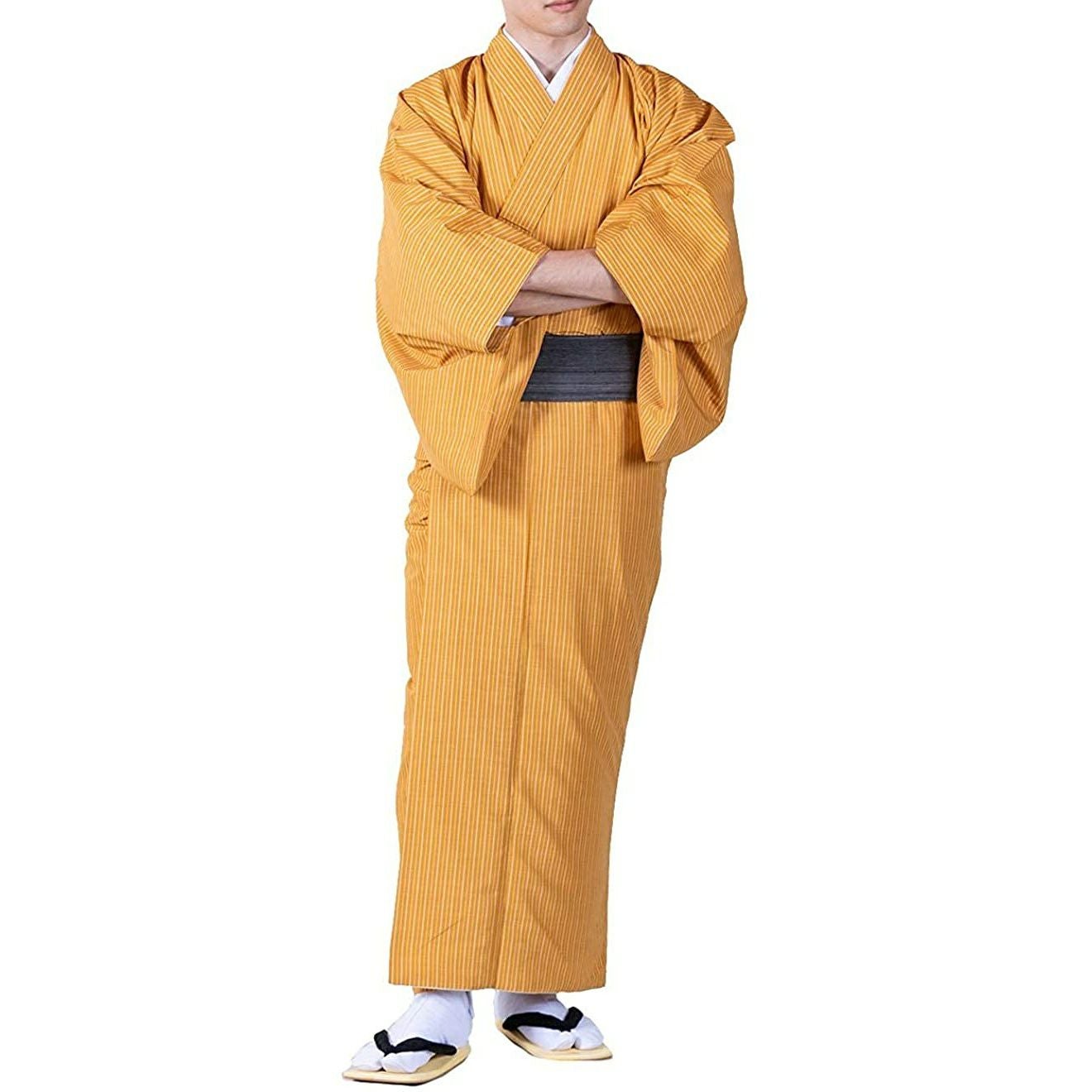 男単衣 縞) 洗える着物 単衣 メンズ 男性 大きいサイズ 紬 S/M/L/LL/3L