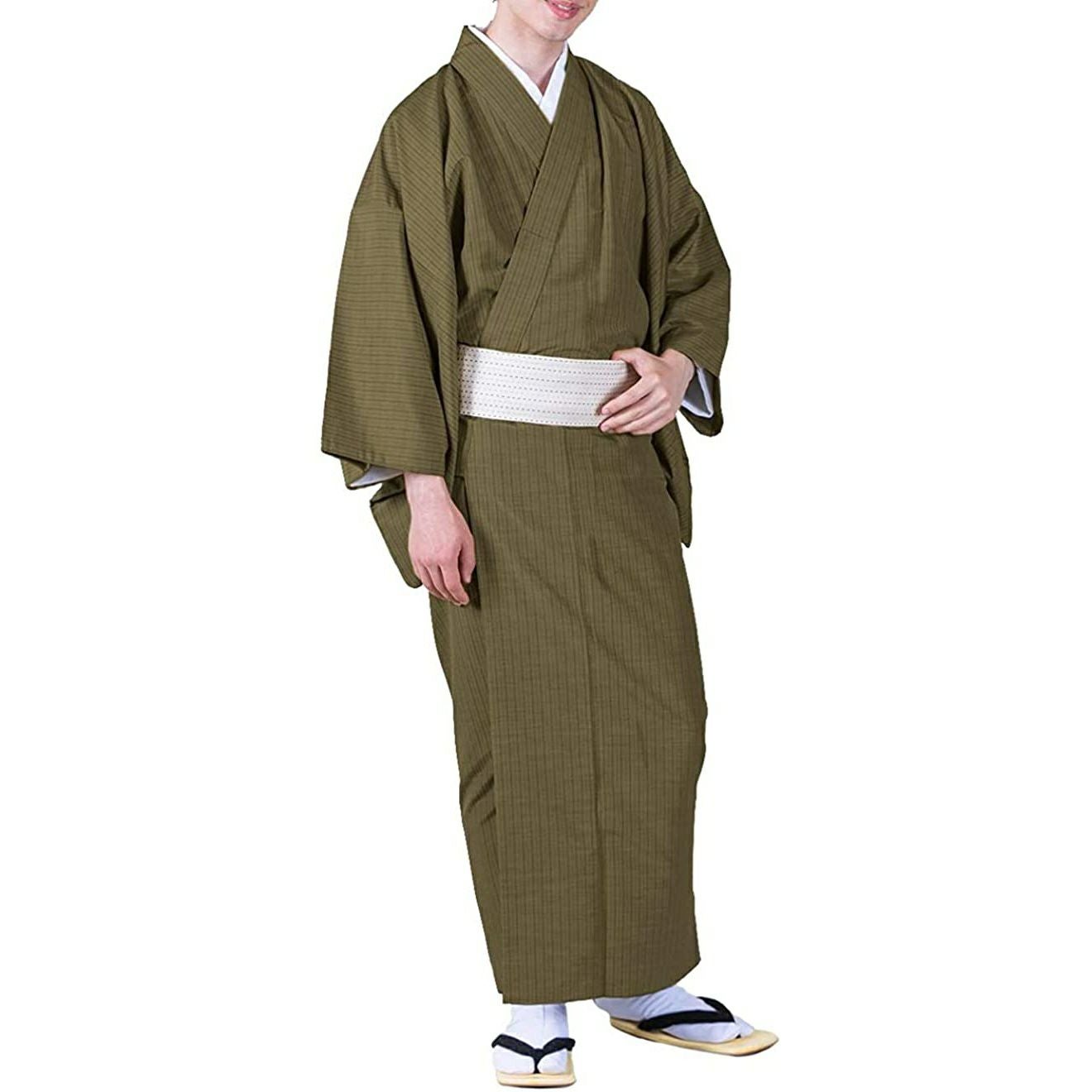 男単衣 縞) 洗える着物 単衣 メンズ 男性 大きいサイズ 紬 S/M/L/LL/3L