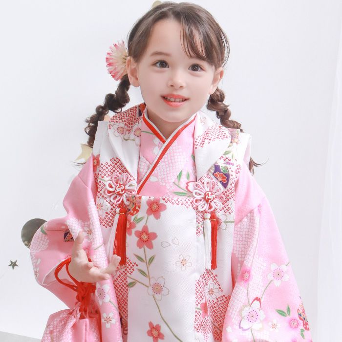豪華9点フルセット】七五三 着物 3歳 女の子 被布セット 華やかA C(rg