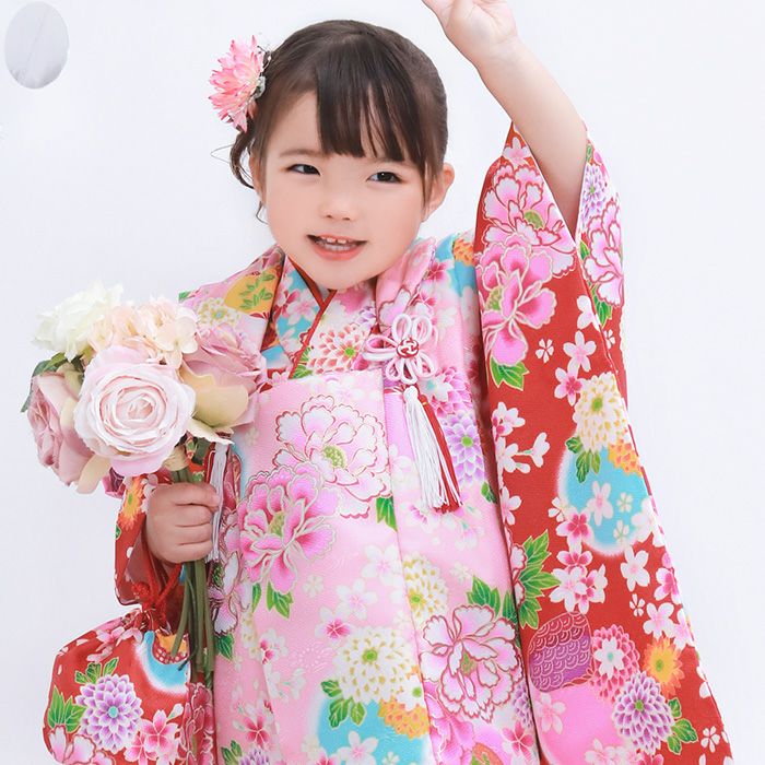 豪華9点フルセット】七五三 着物 3歳 女の子 被布セット 華やかA C(rg