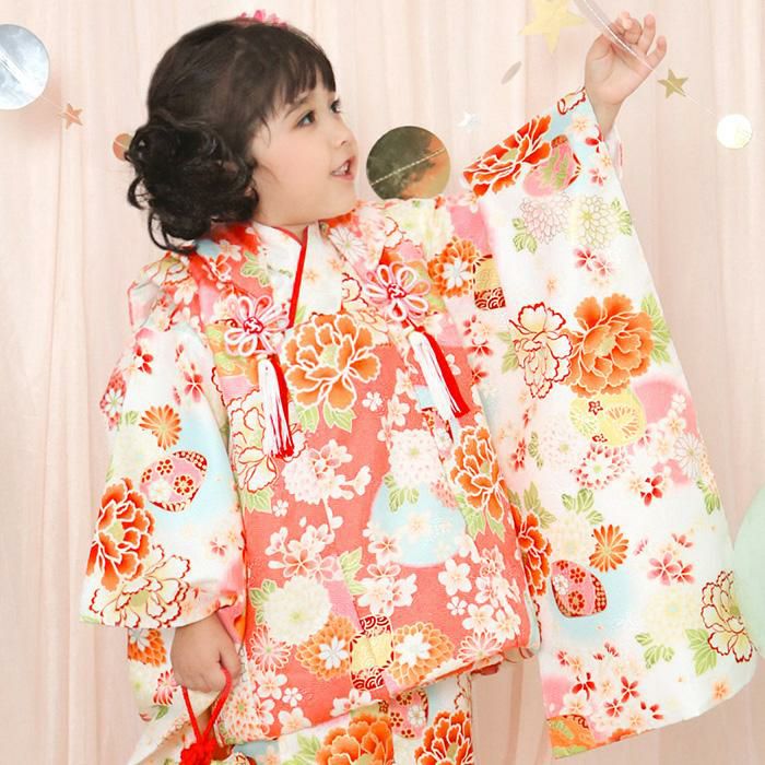 豪華9点フルセット】七五三 着物 3歳 女の子 被布セット 華やかA C(rg