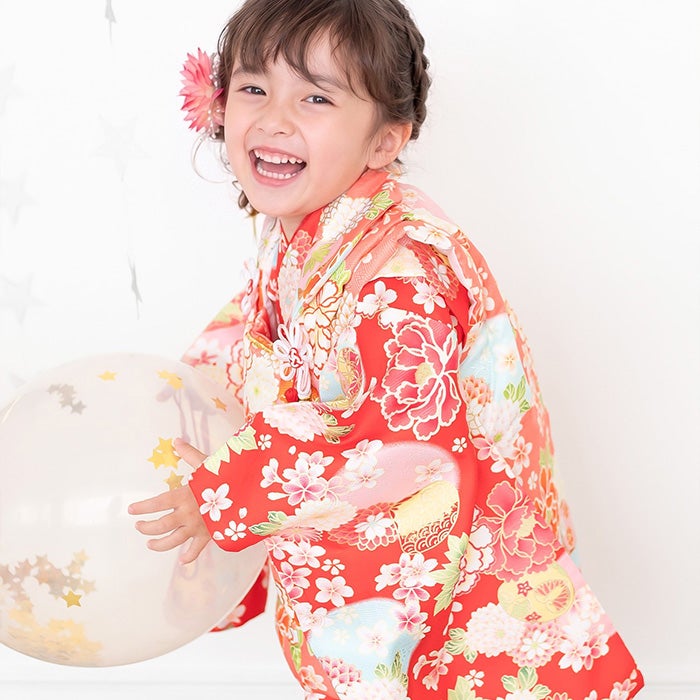豪華9点フルセット】七五三 着物 3歳 女の子 被布セット 華やかA C(rg