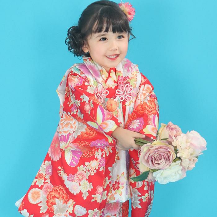 豪華9点フルセット】七五三 着物 3歳 女の子 被布セット 華やかA C(rg