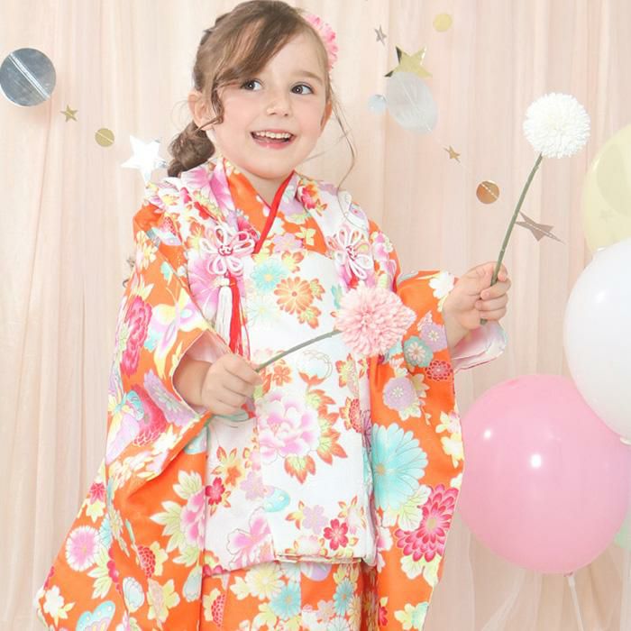 豪華9点フルセット】七五三 着物 3歳 女の子 被布セット 華やかA C(rg