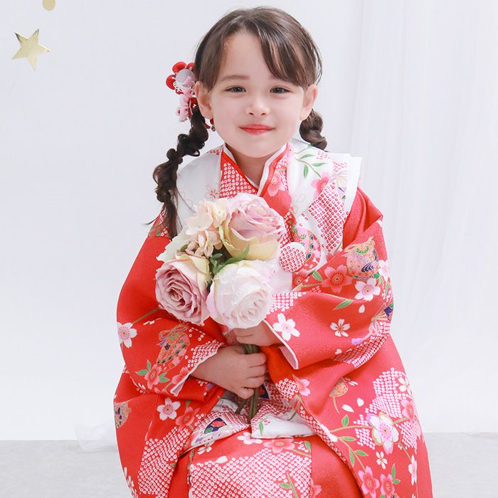 七五三の着物以外セット 難しい着付け不要! 【 セパレート 4点セット 二部式被布セット