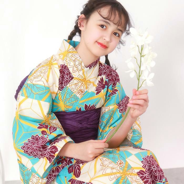 女の子用　着物、浴衣のセット ときめきジュニア恋浴衣作り帯2点セット 浴衣 レディース sサイズ