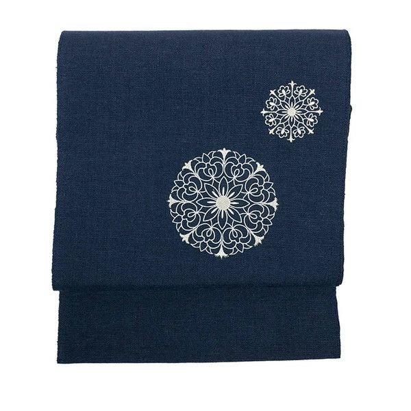 日本製 名古屋帯 麻 刺繍入り) お仕立て上がり 夏用 着物 レディース