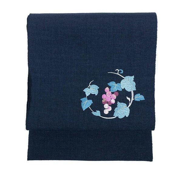 日本製 名古屋帯 麻 刺繍入り) お仕立て上がり 夏用 着物 レディース