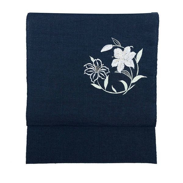 日本製 名古屋帯 麻 刺繍入り) お仕立て上がり 夏用 着物 レディース