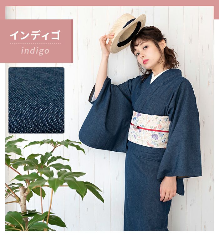 女単衣 デニム) 着物 レディース 洗える カジュアル 女性 綿 M/L(rg