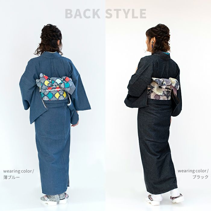 デニム着物 女単衣 デニム) 着物 レディース 洗える カジュアル 女性 綿 M/L(rg