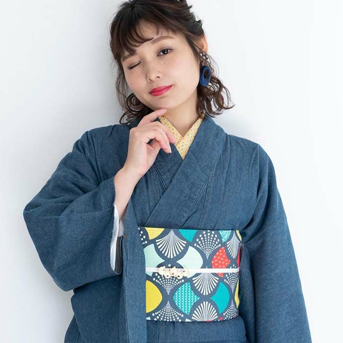 女単衣 デニム) 着物 レディース 洗える カジュアル 女性 綿 M/L(rg