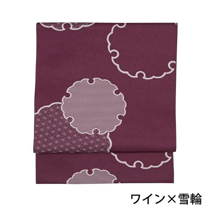 中古）名古屋帯(八寸) ピンク 博多帯 献上柄 松葉仕立て 未洗い ☆着物