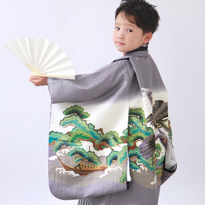 3歳から小さめ5歳♡男の子　フルセット　一式　緑系　兜　鶴 豪華安心12点フルセット】 七五三 着物 男の子 5歳 袴 購入 販売 鷹兜