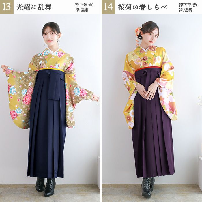 袴4点セット 華やかB)袴セット 卒業式 卒服 着物 二尺袖着物 振袖