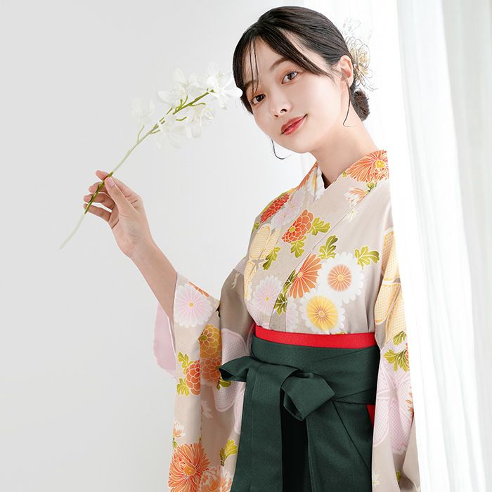 袴4点セット 華やかB)袴セット 卒業式 卒服 着物 二尺袖着物 振袖