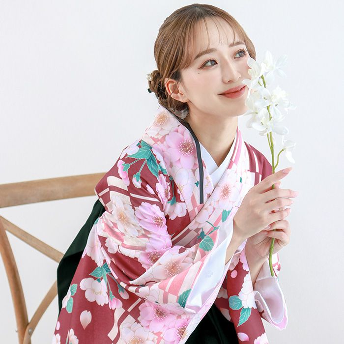 袴4点セット 華やかB)袴セット 卒業式 卒服 着物 二尺袖着物 振袖