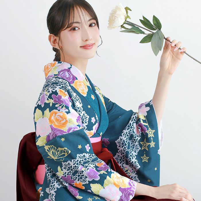 袴4点セット 華やかB)袴セット 卒業式 卒服 着物 二尺袖着物 振袖