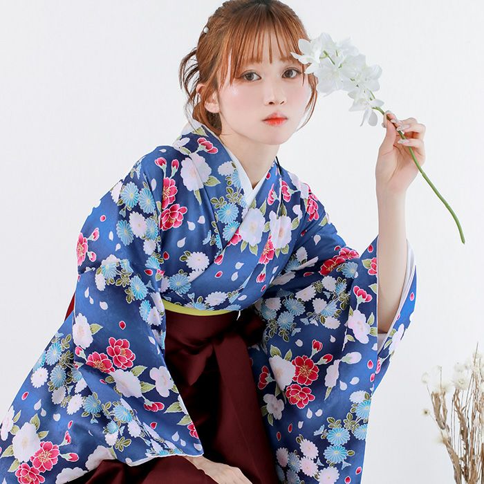 袴4点セット 華やかB)袴セット 卒業式 卒服 着物 二尺袖着物 振袖
