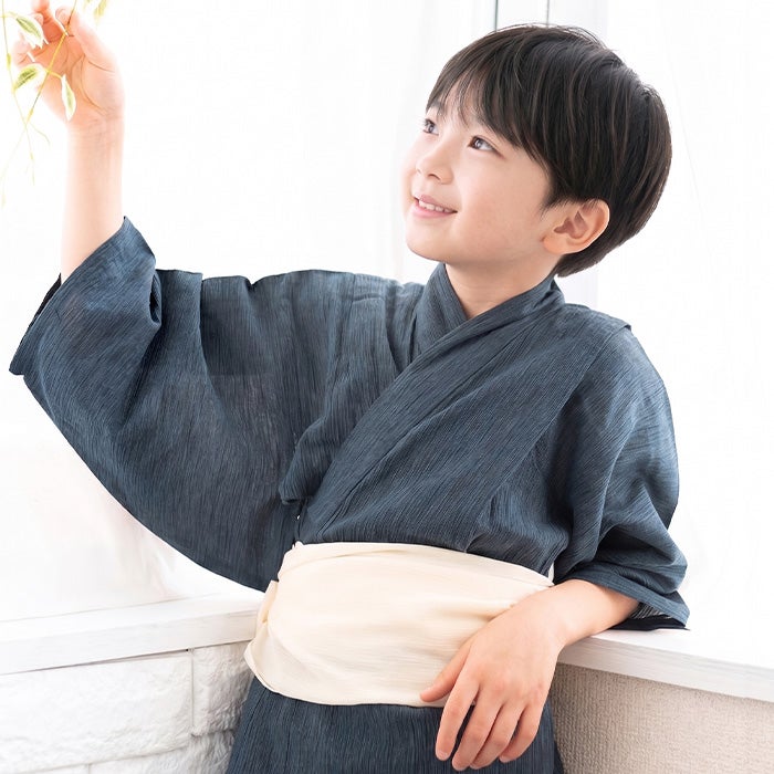 5分で簡単着付け！】 ボーイズ 浴衣セット 2点 楊柳 G 男の子 ボーイズ