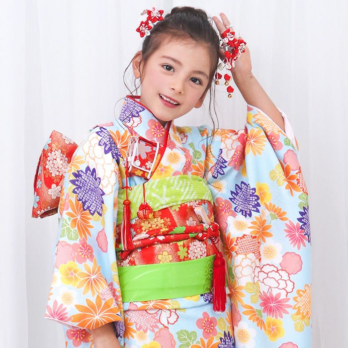 【美品】七五三着物(女の子) 七五三 着物 3歳 女の子 ブランド被布セット 華徒然「赤 絞り調、小槌