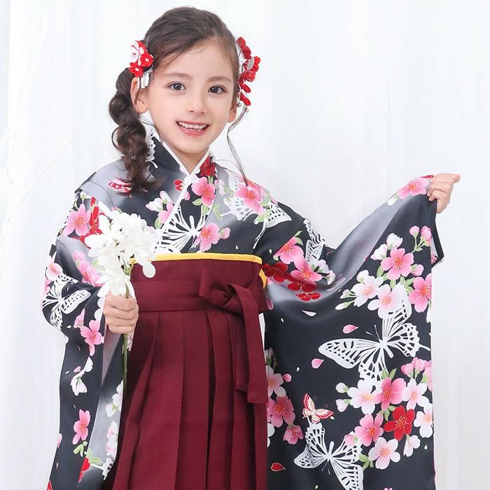 簡易袴セット キッズ) 袴セット 袴 セット 女の子 ガールズ 簡単着付け