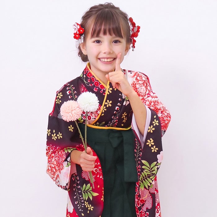 簡易袴セット キッズ) 袴セット 袴 セット 女の子 ガールズ 簡単着付け