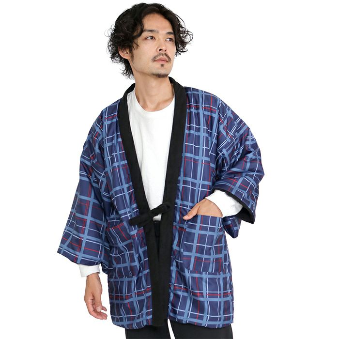 EasternRosella08お纏め リバーシブル フリースはんてん メンズ AB) あったか半纏 リバーシブル