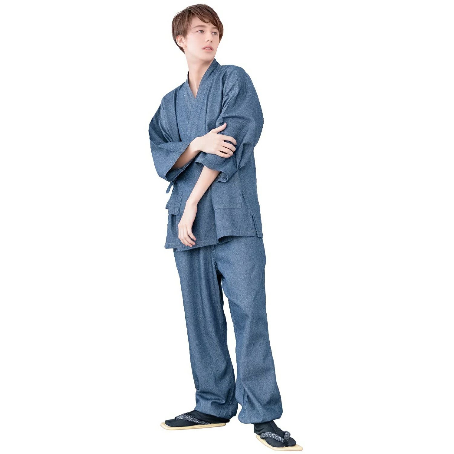 デニム 作務衣) 通年 部屋着 男性 メンズ M/L/LL(XL)(rg)| きもの