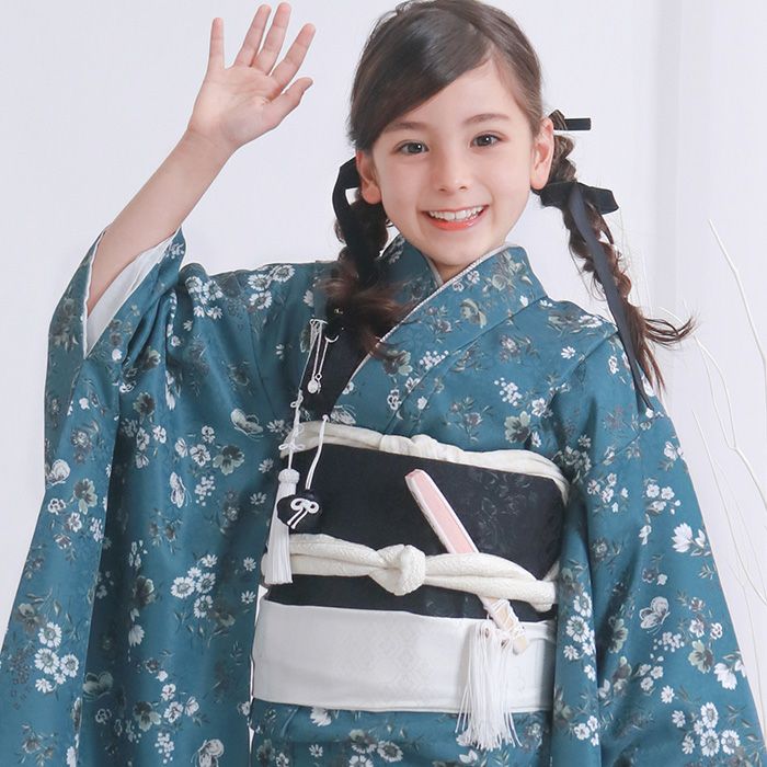 七五三　753 着物セット　5歳児　青色着物と草履セット 七五三 着物 5歳 羽織袴セット 男の子 10点フルセット 着付け