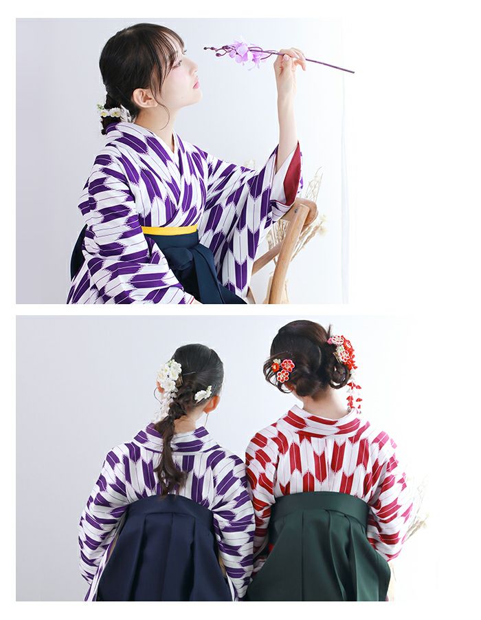 袴4点セット 矢絣 L) 袴セット 卒業式 卒服 着物 二尺袖着物 振袖
