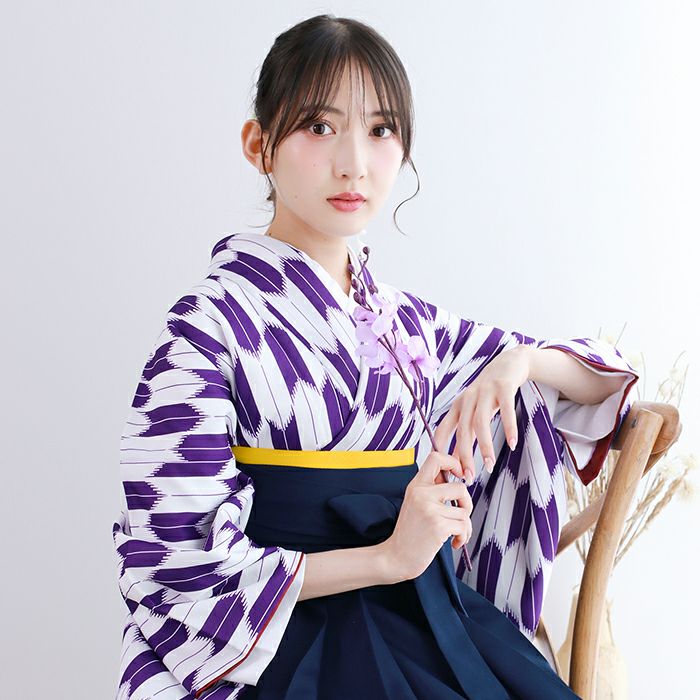 7歳用　紫の矢絣柄、袴、巾着、髪飾りセット 000000002664-19.jpg?size=l&w=