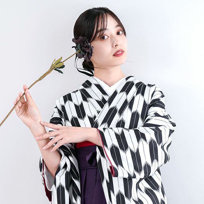 袴4点セット 矢絣 L) 袴セット 卒業式 卒服 着物 二尺袖着物 振袖