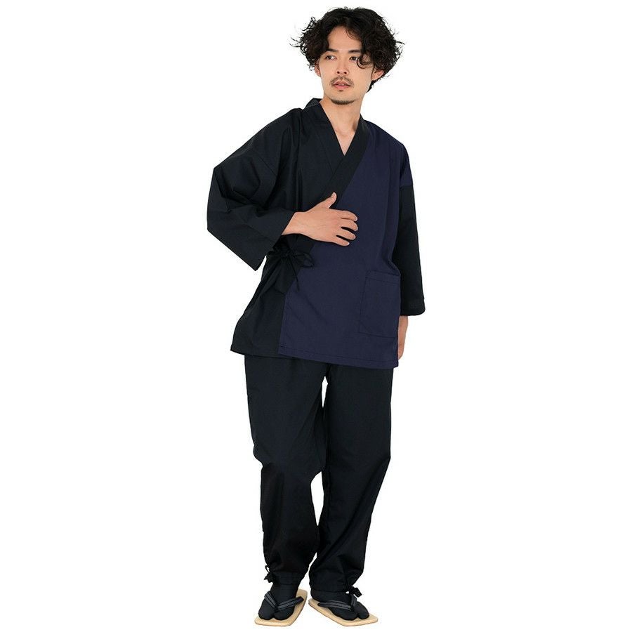 切り替え作務衣) 部屋着 メンズ 男性 2色 バイカラー M/L/LL| きもの