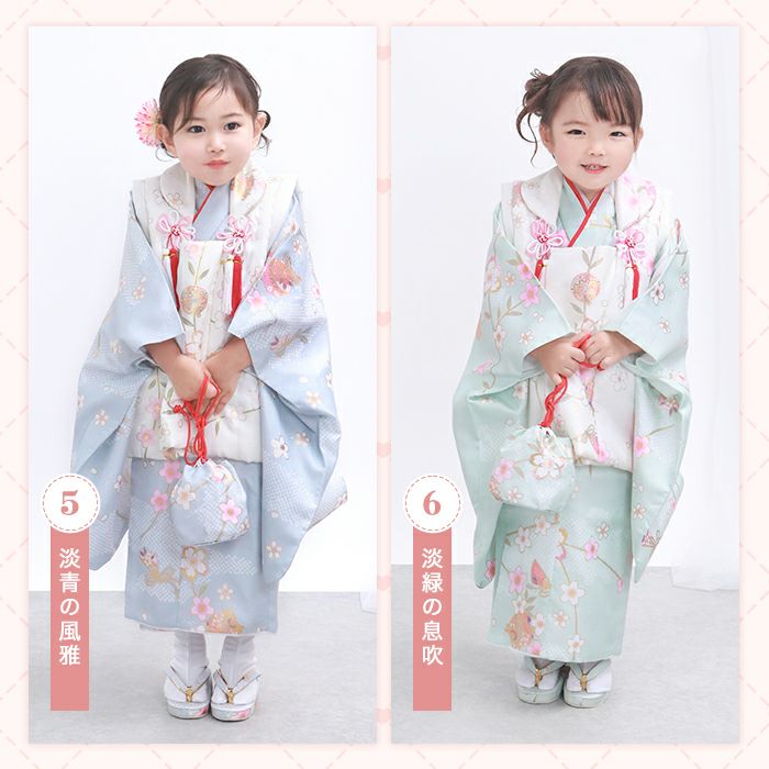 豪華9点フルセット】七五三 着物 3歳 女の子 被布セット くすみ 雛祭り