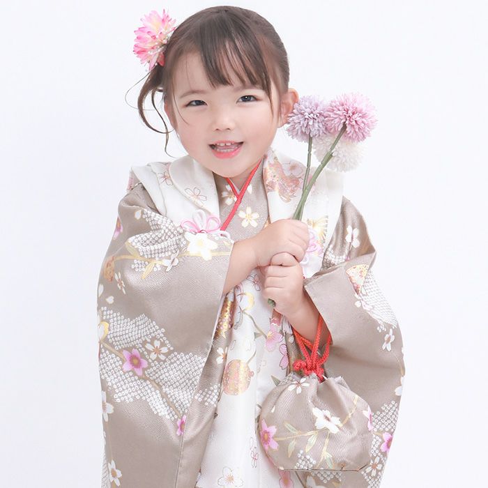 【KYOETSU】七五三 女の子 着物9点セット 薄紫色 豪華9点フルセット】七五三 着物 3歳 女の子 被布セット くすみ 雛祭り