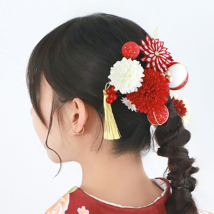 髪飾り 八重菊 成人式 卒業式 15点セット つまみ細工 セット 3colors
