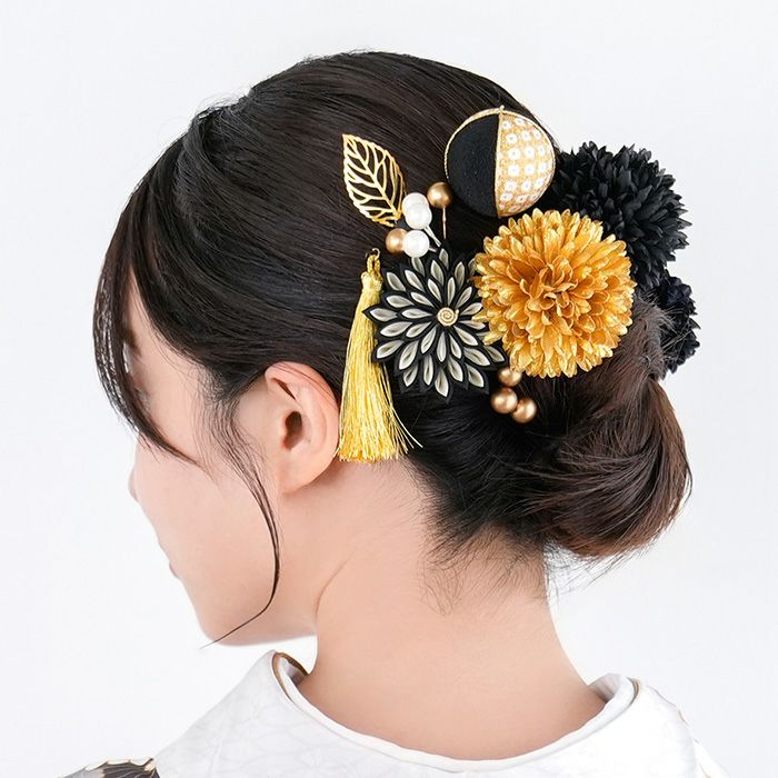 髪飾り 八重菊 成人式 卒業式 15点セット つまみ細工 セット 3colors