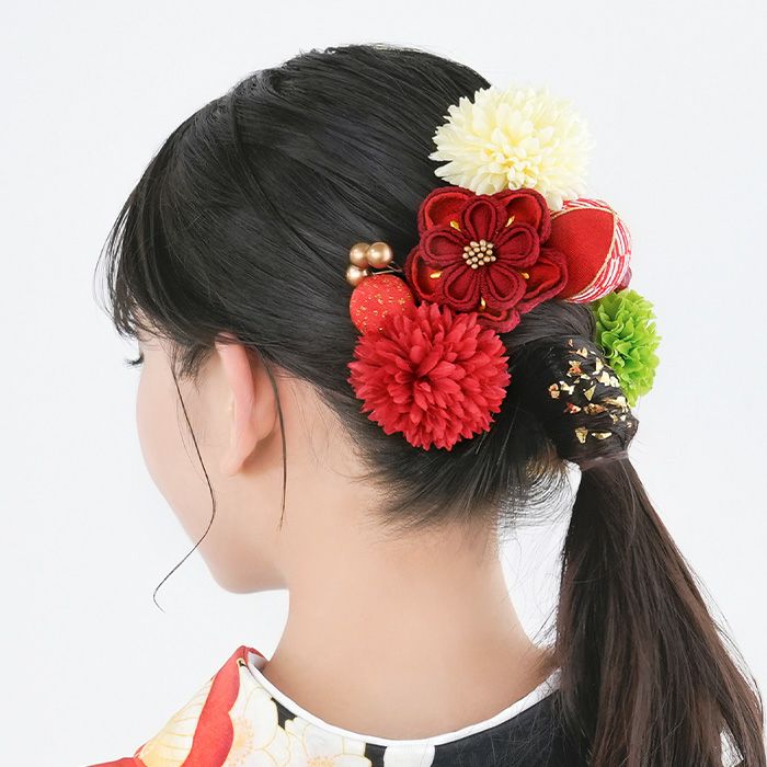 髪飾り 美和花 成人式 卒業式 12点セット つまみ細工 セット 3colors