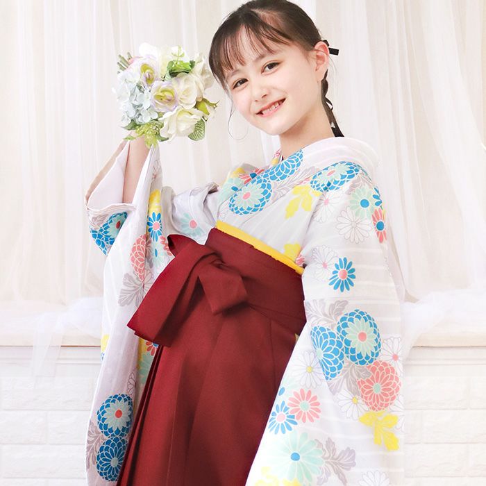 ジュニア　簡易袴セット　150cm 簡易袴セット 【自宅で8分！簡単着付け 動画あり】豪華安心5点フル
